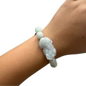 Real Natural Grade A 100% Jade Jadeite Dragon Son Pixiu Beads Bracelet